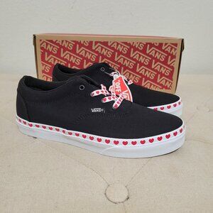 NWT Vans Doheny Heart Foxing Black Low Top Sneakers Girls 5 Youth (Women's 6.5)